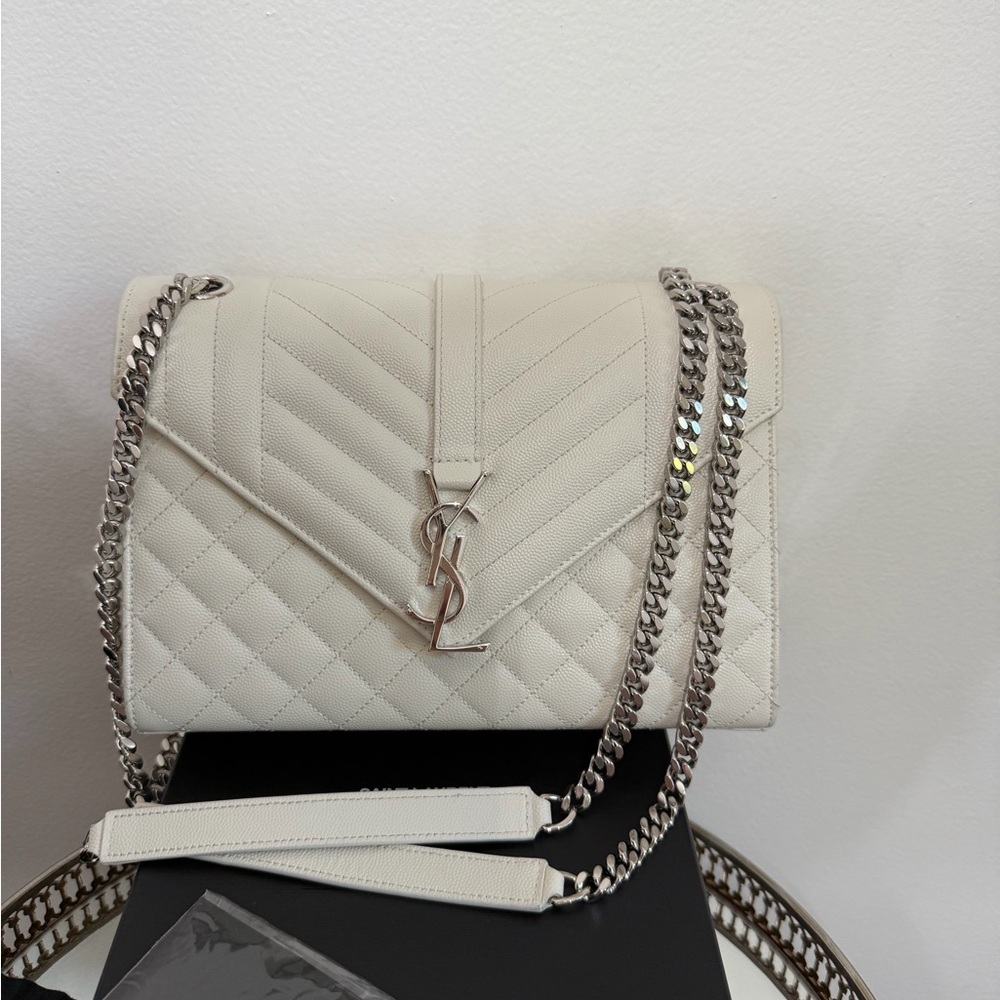 SAINT LAURENT MEDIUM ENVELOPE BAG QUILTED GRAIN LEATHER - Picture 5 of 13